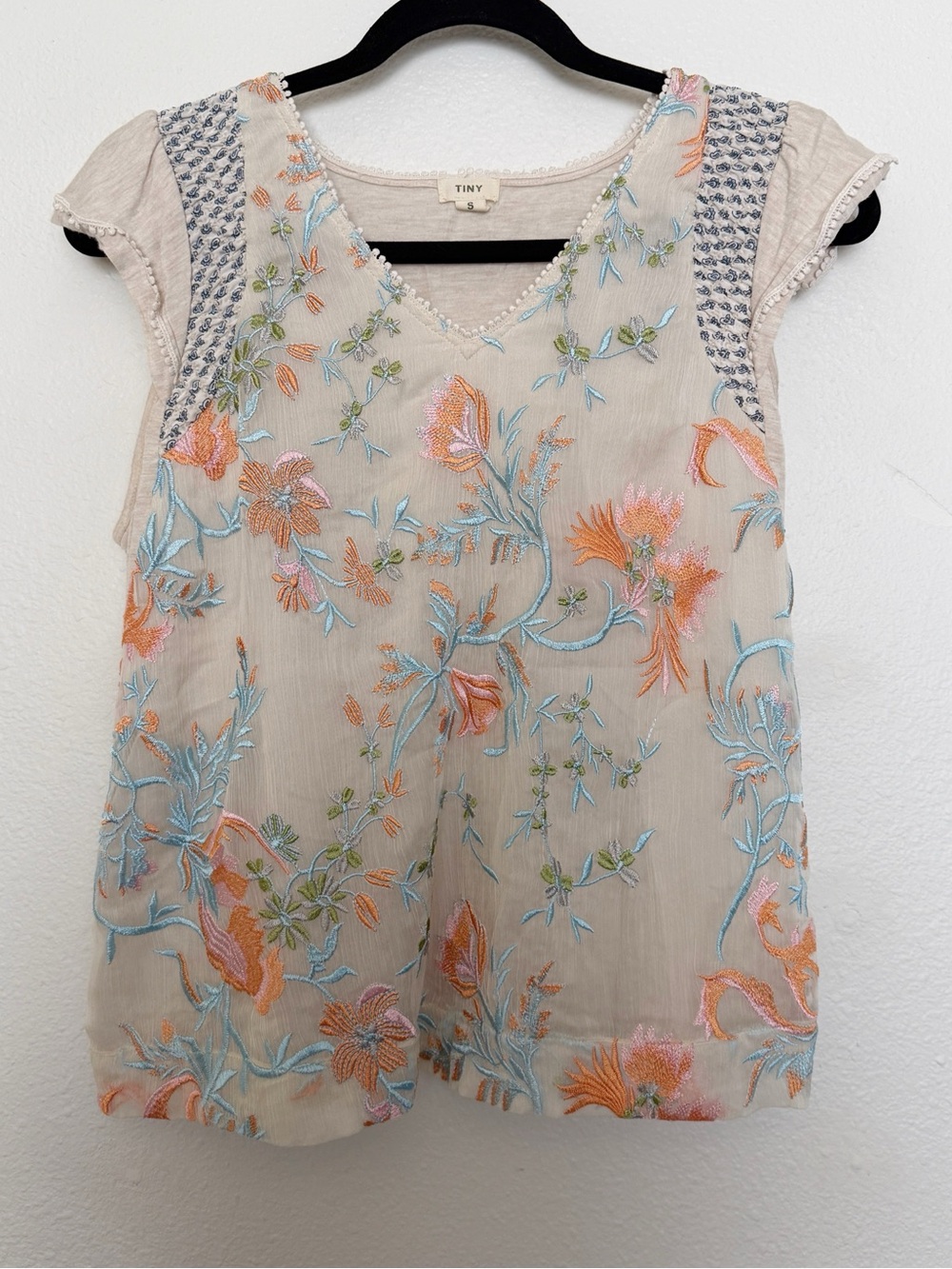 Tiny by Anthropologie Freida Floral Embroidered Top Boho Cottagecore - Picture 4 of 10